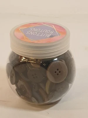 NEW! Jar of 200+ Buttons Assorted Random Black and Brown Plastic Buttons + Jar - Image 1 of 2
