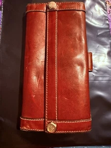 Cartera Gucci Vintage Cuero Rojo Botón Snap Auténtica Hecha en Italia - Imagen 1 de 11