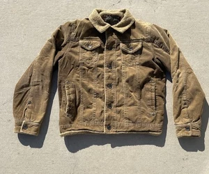 BKE Jacket Mens Medium Brown Sherpa Lined Corduroy Trucker Snap Button Pockets - Picture 1 of 17