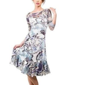 Komarov Cocktail Dress Blue and White Abstract XL New Retails $338 - Bild 1 von 7