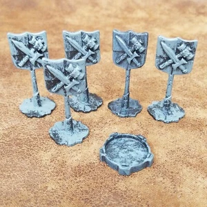 Battleground Crossbows & Catapults (2007) Replacement Part - 5 Knight Flags - Picture 1 of 1