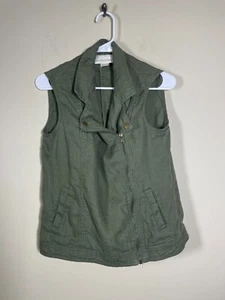 Cynthia Rowley olive green 100% linen vest Small layering lagenlook boho chic - Picture 1 of 4