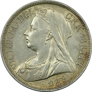 1896 Great Britain Half Crown KM #782, About Uncirculated AU Toned - Picture 1 of 2