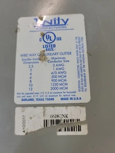 1) New Old Stock! Unity Combo Wireway 6618GNK Nema 1 Carbon Steel - Picture 1 of 3