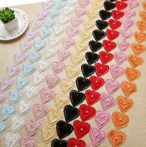 1 Yards Heart-shaped Lace pearl Beading decoration Sewing clothing accesories - Picture 1 of 10