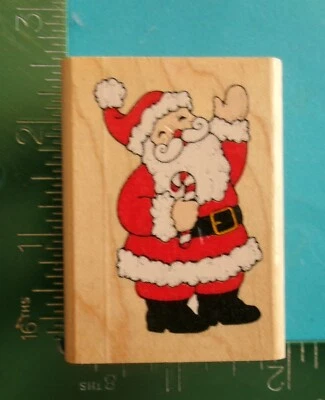 Estampida de goma SANTA CON BASTÓN DE CARAMELO Sello de goma de Navidad Foto 1 de 2
