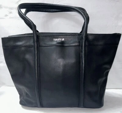 Charlotte Lou London черная кожаная Дамская сумка наплечная сумка с короткими ручками - Изображение 1 из 4