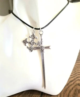 Collar Caballeros Templarios Cruz Templaria Espada Templaria Medieval Hombre Collar Foto 1 de 4