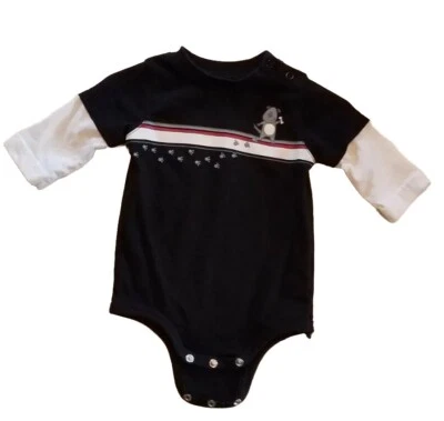 Body de manga larga negro de una pieza para bebé niño Okie Dokie talla 0-3M perro, pata  Foto 1 de 4