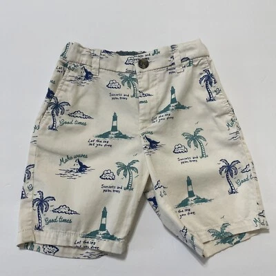 H&M Pantalones Cortos Tropicales Puestas de Sol y Palmeras Niño 4T 100% Algodón Foto 1 de 4