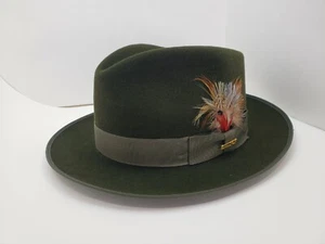 STETSON GRENADIRE FUR FELT HAT FEDORA LODEN GREEN MADE IN USA - Picture 1 of 9