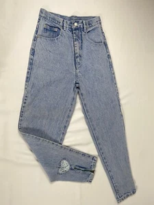 Vintage Acid Wash Denim Jeans 80er 90er Jahre Reißverschluss Bein Taper Jeans Spitze Denim Gr. 7 - Bild 1 von 14
