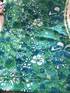 3+ Yards Suzie ZUZEK Key West Hand Prints Blues Greens Jungle Garden Fabric - Picture 1 of 12