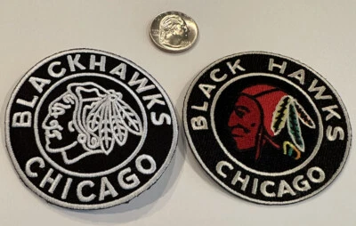 (2)-Chicago Blackhawks Estilo Vintage Bordado Hierro En Parche ¡Impresionante! 3"x 3"" Foto 1 de 3