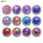 12pcs 18mm Snap Button Rhinestone Glass Charms Multi Themes For Snap Jewelry 