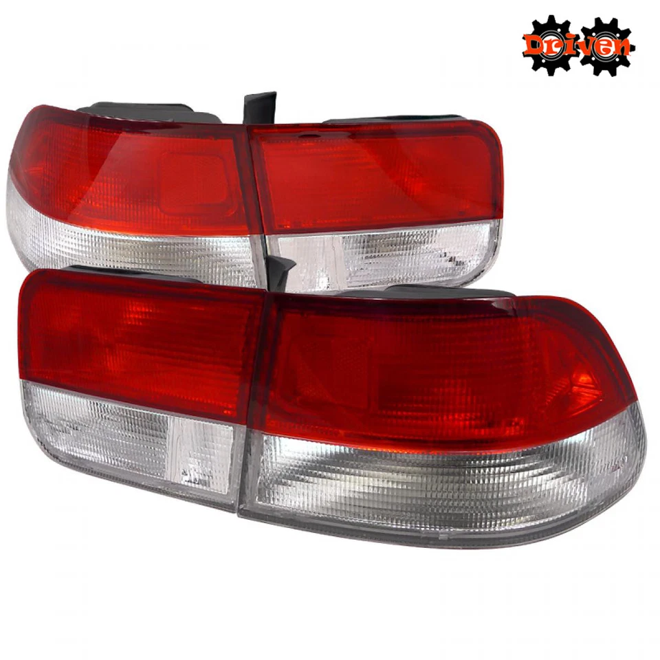 Para 96-00 Honda Civic Coupe 2dr Si lanternas traseiras vermelhas claras fosco estilo original 4 peças - Imagem 1 de 3