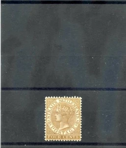 ASENTAMIENTOS ESTRECHOS Sc 44 (SG 64)*EN MUY BUEN ESTADO LH 1883 4c MARRÓN PÁLIDO $110 - Imagen 1 de 1