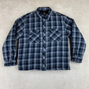 BC Clothing Mens Shirt XXL 2XL Gray Plaid Quilt Lined Flannel Snap Button Up - Picture 1 of 13