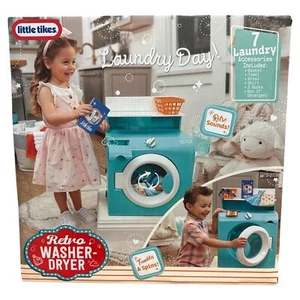 Little Tikes Retro 50s Washer Dryer 8pc Play Laundry Realistic Sounds Tumbling - Picture 1 of 2