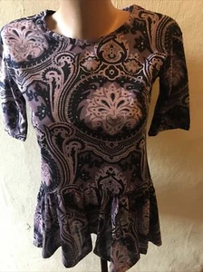 Top 6 Purple Paisley Pattern Short Sleeves waisted with skirt - Picture 1 of 11