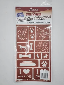 Paws Armour Over 'n' Over Reusable Glass Etching Stencil - Dogs Cats Pets - Picture 1 of 2