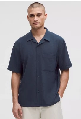 Men’s Lululemon Navy Blue Airing Easy Camp Collar Shirt Pocket Button Up SZ L - Image 1 of 4