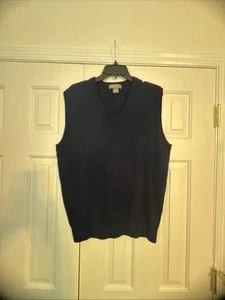 Daniel Cremieux Sweater Vest, Men M Navy, 100% Supima Cotton CHRISTMAS - Picture 1 of 4