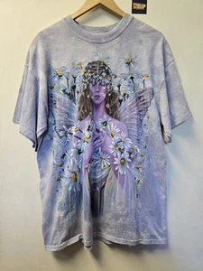 Vtg 2000s Fairy T Shirt L Bleach Dye Fantasy 2001 The Mountain - Imagen 1 de 6