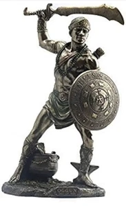 ORISHA OGGUN God of War Ogun Yoruba afrikanische Statue Bronze-Finish -9,5". NEU - Bild 1 von 4