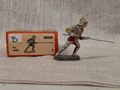 Composición Elastolin Caballero Medieval con Lanza No. 0808 Juguete Alemán Soldado Caja B Foto 1 de 4