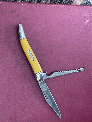 Cuchillo de Bolsillo de Pesca Plegable Imperial De Colección Hoja de Mango Amarillo Escalador de Peces Foto 1 de 3