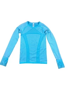 Lululuemon Ivivva Girls Teal Long Sleeve top girts size L thumb holes - Picture 1 of 6
