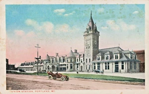 Postcard ME Portland Maine-Union M.C. & B.&M. Railway Station-Antique c1915 C20 - Picture 1 of 4