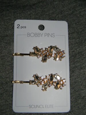 Conair Scunci Elite Gold Tone Rhinestone Bobby Pins Wedding Hair Prom 1.75" - Image 1 of 4