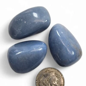 Angelit Kristall polierte Steine Peru 31,1 Gramm 3 Stück Lot - Bild 1 von 1