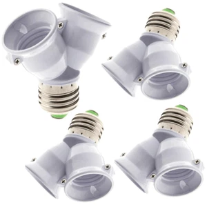 4X E27 1 to 2 LED Light Lamp Bulb Adapter Convert Split Splitter Base Sockets HO - Picture 1 of 1