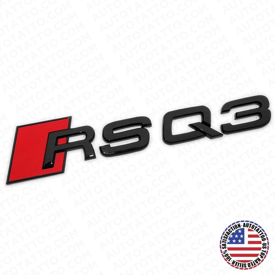 Audi RS Q3 Gloss Black Rear Letter Liftgate Nameplate Trunk Emblem Badge Sport - Imagem 1 de 4