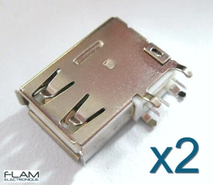 2x Connecteur à souder USB type A femelle - Female USB solder vertical connector - Foto 1 di 11