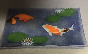 Murano Glass Art Fused Glass Koi Tray / Dish - Picture 1 of 6