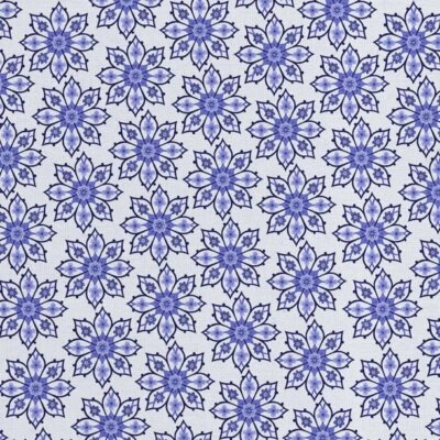 Tela de coser edredón David Textiles Wild Apple Deco floral blanco y azul 100 % algodón Foto 1 de 3