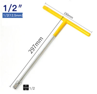 1/2" Drive T-Handle Bar Wrench Extra Long 297mm For Sockets Drive Bit CRV Metric - Image 1 of 4