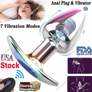 Anal Butt Plug Vibrator Prostate Massager Stainless Dildo Sex Toys For Men Women - Picture 1 of 26
