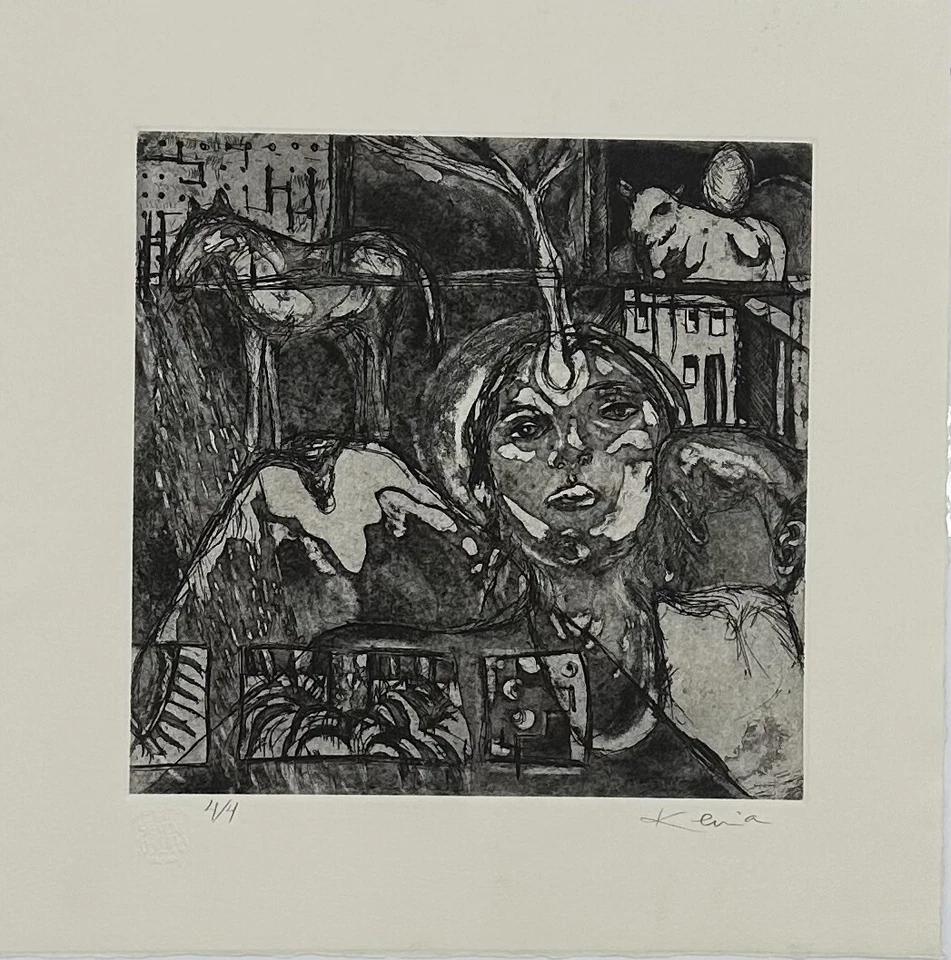 KENIA CANO Joven Artista Mexicana Mujer Original Firmado Grabado Foto 1 de 1