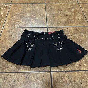 VTG Tripp NYC Pleated Mini Skirt Womens Medium Black Gothic Punk Rave Grunge Y2K - Picture 1 of 7