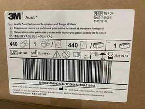 Neue Kiste mit 440 3M Aura N95 1870+ Atemschutzmasken und chirurgischen Gesichtsmasken, Ablaufdatum 2026 - Bild 1 von 3