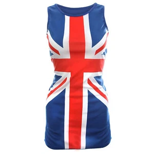 LADIES UNION JACK DRESS FANCY DRESS COSTUME 90'S POP STAR FLAG DRESS LONDON - Picture 1 of 6