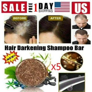 Jabón para Cabello Orgánico Gris Reverso Champú Barra - Esencia Jabón Champú Oscurecedor Cabello - Imagen 1 de 18