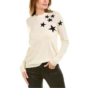 NWOT Zadig and Voltaire Creme Wool Sweater with black stars, Sz M Medium READ - Picture 1 of 8