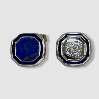Gemelos octágonos de lapislázuli plateados para hombre $285 Tateossian Foto 1 de 4