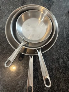 Emeril Stainless Steel Pro Clad 8” 10” Skillet 3qt Saute Pan 3 Pcs Set No Lids - Picture 1 of 15